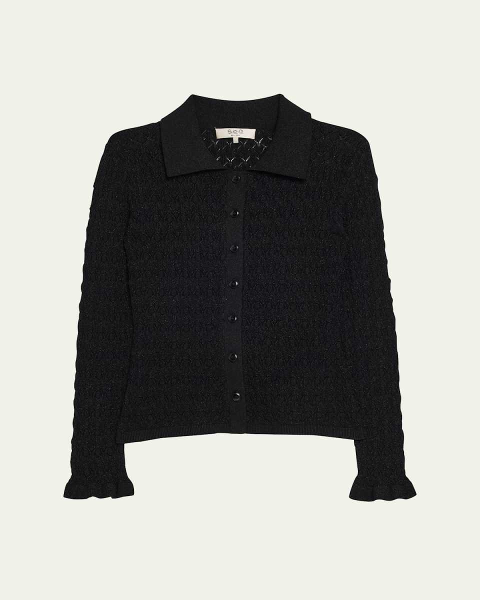 Ruby Long-Sleeve Pointelle Knit Cardigan